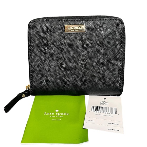 kate spade Handbags - Kate Spade Laurel Way Darci Black Saffiano Leather Full Zip Compact Wallet